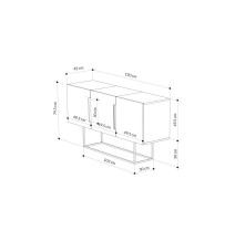 Buffet Moderno de 2 Puertas Color Gris Antique-Mocha-Blanco - 150x42x79.5 cm - Diseño Elegante para Comedor.