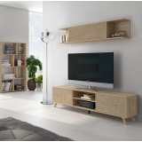 Mueble de salón y TV composición apilable para salón 180 Cm Color roble